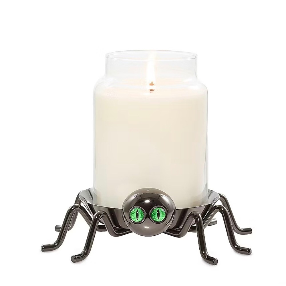 Yankee Candle Boney Bunch Crawling Spider Jar Holder Black Metal Green - NEW